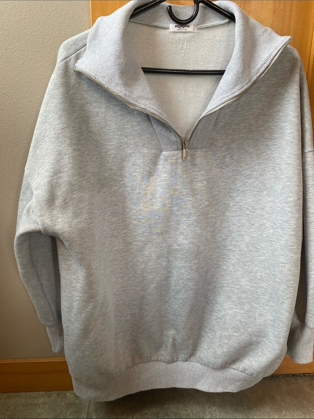 zeagoo Men's Light Gray Half-Zip Pullover Sweater
